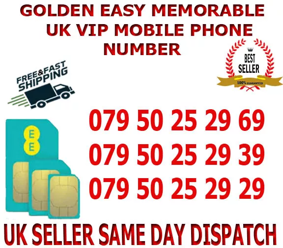 Golden Easy Memorable Uk Vip Mobile Phone Number/Platinum Sim ( Ee Network) B 13