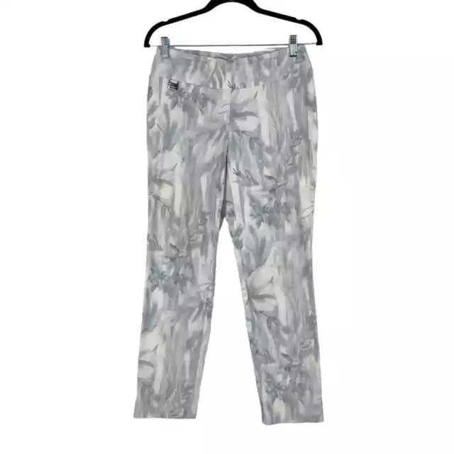 Lisette L Montreal Size 4 Gray/Blue Floral Print Pull-On Pants