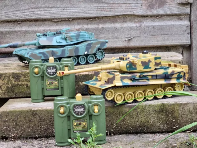 Heng langer RC Panzer Infrarot Kampf Paar Funksteuerung Tiger Herausforderer Leopard UK