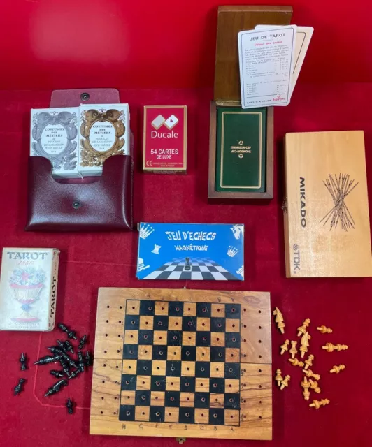 Rare lot de jeux tarot, cartes divers,J. GAUDAIS, échec Mikado