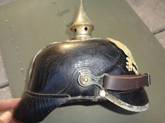CASQUE À POINTE 14-18 Allemand Prussien 1870/1916 pickelhaube EUR 281