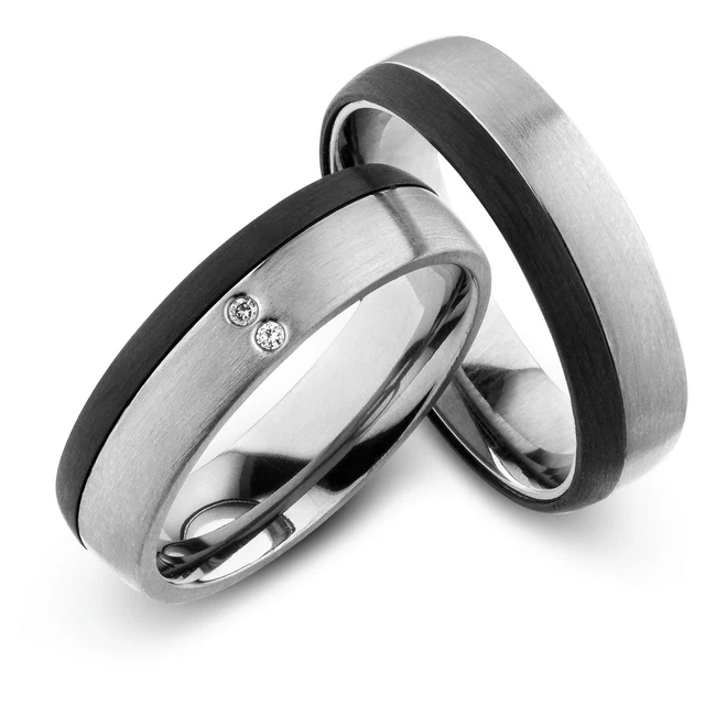 Paire Alliances Bague de Couple Fiançailles avec Diamant avec Gravure +