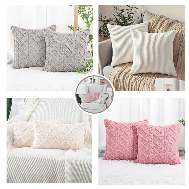 Set of 2 Throw Pillow Covers 18x18" Soft Decorative Cushion Cases for Bed Sofa