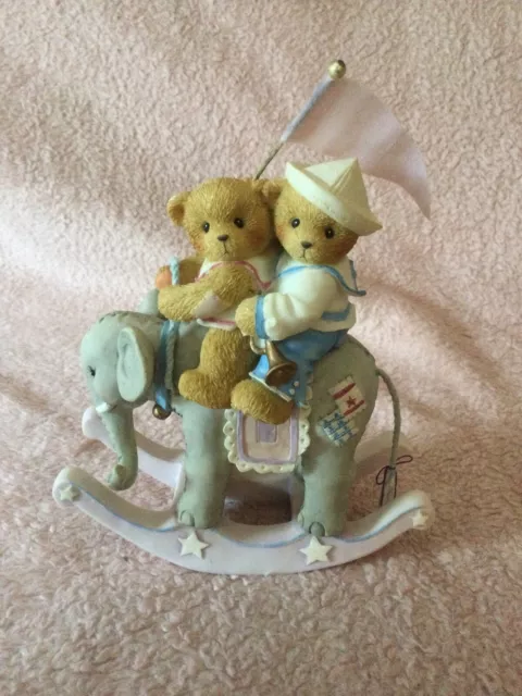 Cherished Teddies Riding A Rocking Elephant. VGC.