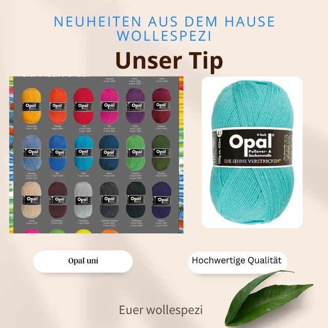 Opal Sockenwolle 100 g Opal uni 4 fach  Strumpfwolle stricken Socken Top Preis