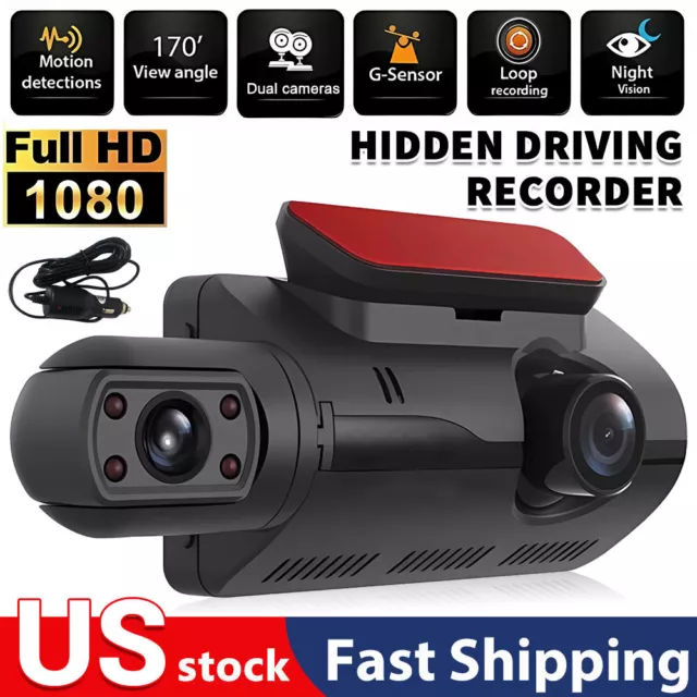 1080P Dual Lens Car DVR Dash Cam Video Recorder G-Sensor Front And Inside Camera