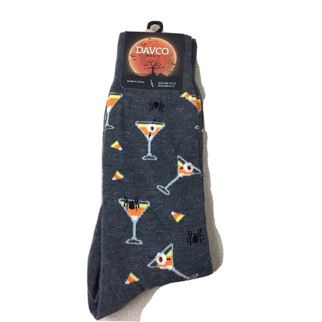 DAVCO CANDY CORN Martini Men’s Novelty Crew Socks Size 612 New AR253