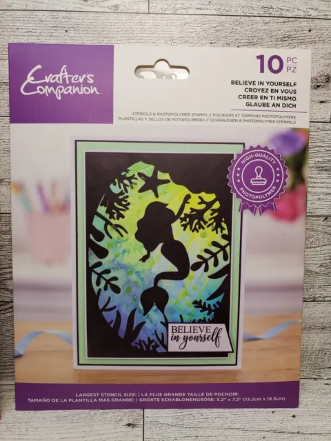 Crafters Companion Believe in Yourself Mermaid Silhouette Stencils & Stamps set