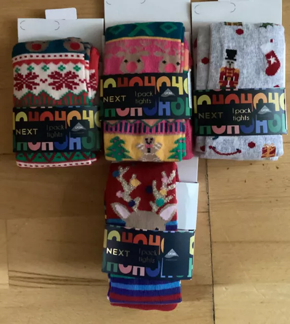 BNWT Baby Girls 6-12 Months Bundle Of Christmas Tights From Next