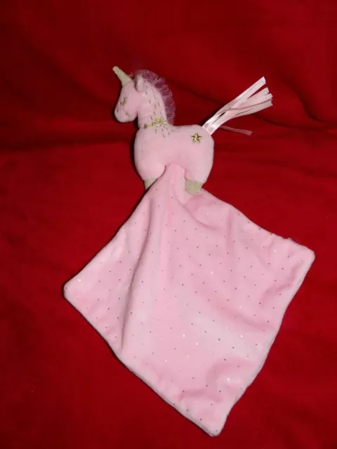 Doudou Mots D'Enfants Licorne Rose  Mouchoir Étoile Or