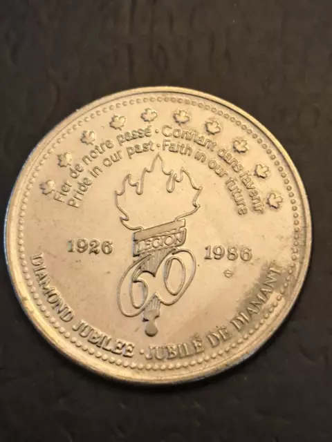 1986 Royal Canadian Legion Dominion Convention Diamond Jubilee Token Pb772