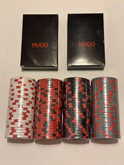 Genuine Hugo Boss Sealed Poker Chips set and 2 deck of cards NICE