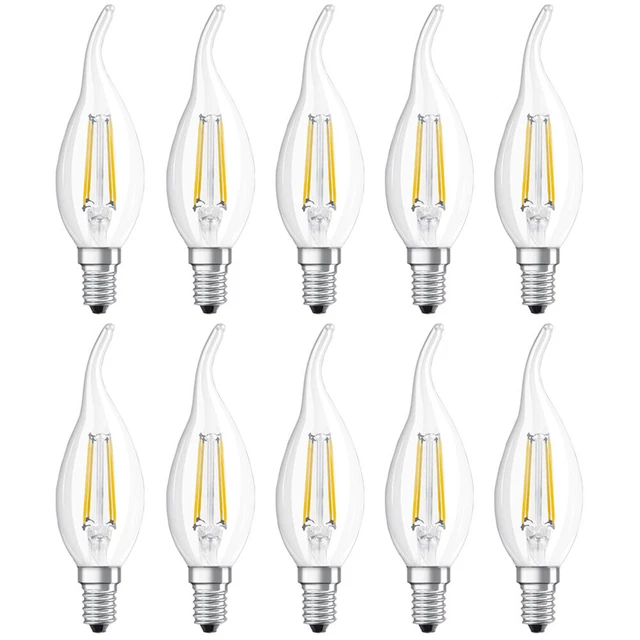 10 x Radium LED Filament Windstoßkerzen 4W = 40W E14 klar warmweiß 2700K UVP 59€