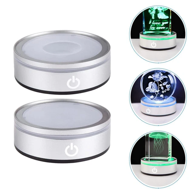 SILVER LED DISPLAY Light Base with Touch Switch for Crystal Ball Holder ...