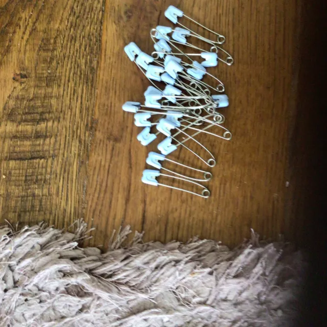 24 Nappy Pins In Blue