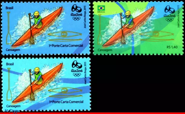 E15 BRAZIL 2015 OLYMPIC GAMES, RIO 2016, CANOEING, STAMPS 2nd & 4th SHEET, MNH