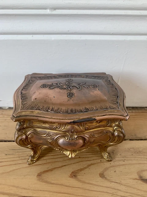 Portefeuille Et Porte-monnaie En Cuir Français Fin XIXe Siècle (vers 1890) - Boîte Originale En Argent Doré - Vintage
