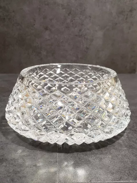 Waterford Diamond Pattern Large Tapered Crystal Bowl 3