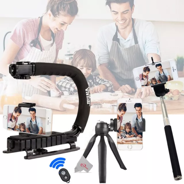 Empuñadura deportiva de acción Vivitar con trípode de mesa y palo selfie para teléfonos inteligentes