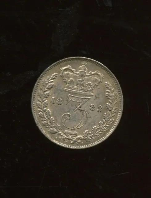 1883 Great Britain 3 Pence Silver Maundy Money  2-213