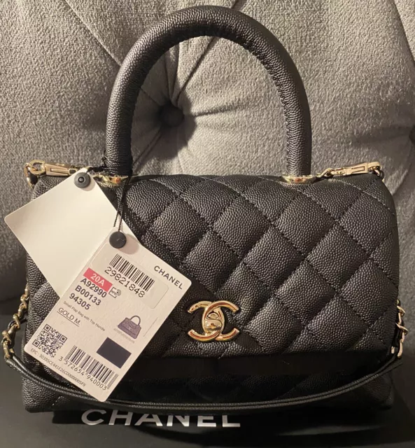 NWT CHANEL COCO Black Calfskin Mini Flap Top Handle Bag W/ Gold Accents  $4,599.00 - PicClick