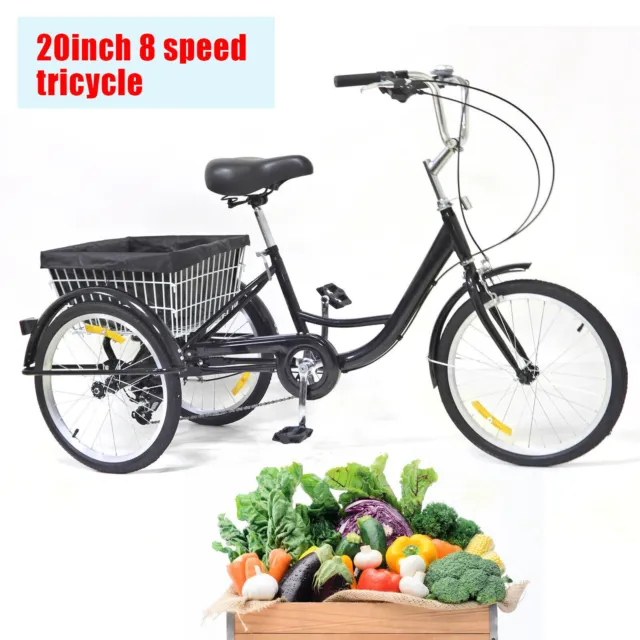 20 Pouces Tricycle Pour Adulte 8 Vitesses Vélos Avec Panier Tricycle 20 Pouces 3