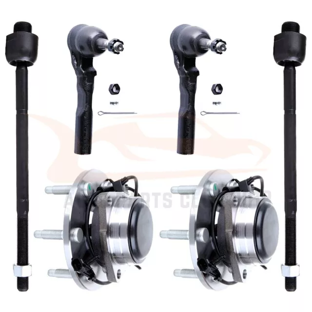 6pc Kit: 2 Front Wheel Hub & Bearing Assembly Inner Outer Tie Rod Fits GMC 2WD