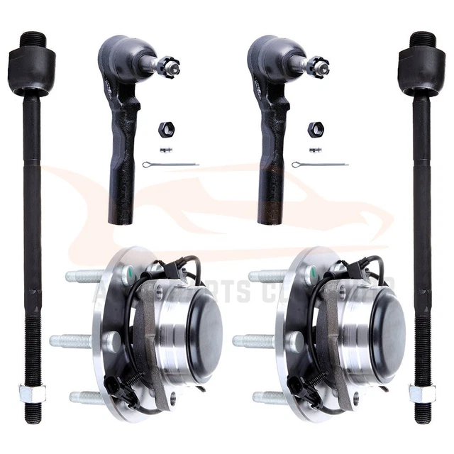 6pc Kit: 2 Front Wheel Hub & Bearing Assembly Inner Outer Tie Rod Fits GMC 2WD