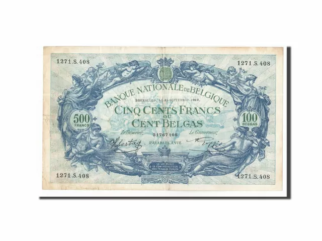 [#160887] Banknote, Belgium, 500 Francs-100 Belgas, 1938, 1942-09-12, KM:109, EF