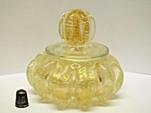 Archimede Seguso 1950s / 1960s Murano / Venetian Glass Powdered Gold Trinket Pot