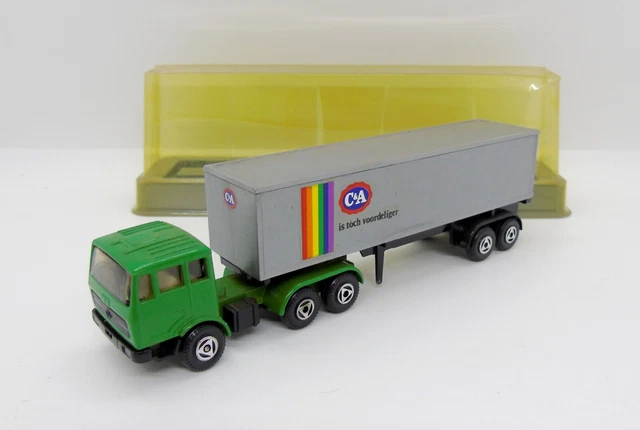 Camion Miniature Mercedes Benz Semi-bâché FRANS MAAS - Échelle 1/87 (HO) - Marque EFSI Hollande - Métal - Occasion En Très Bon état