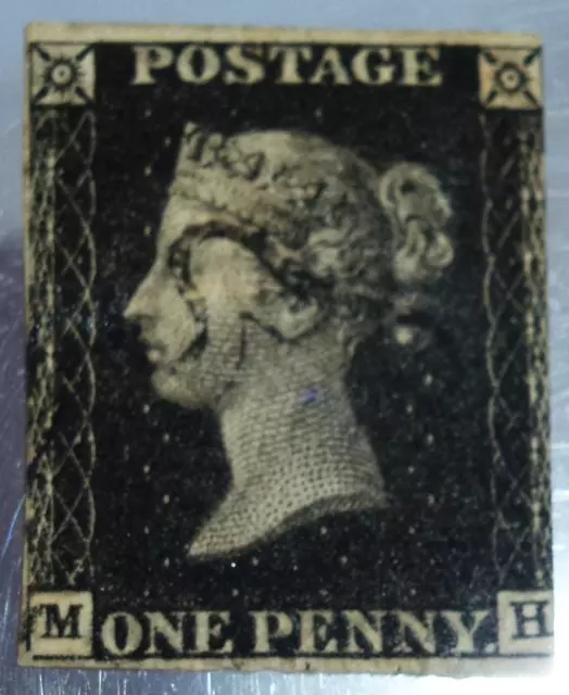 Penny black used letters MH with black mx cancel