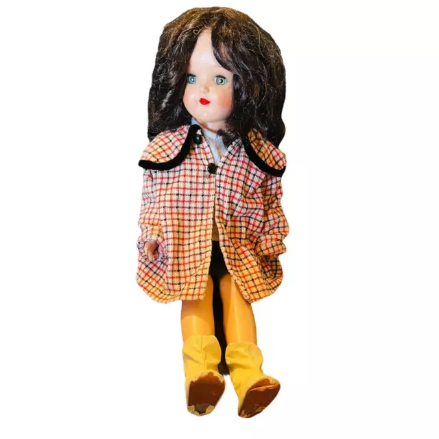 Vintage Ideal Toni Girl Doll P-91 16" Plastic Brown Wavy Hair Blue Sleep Eyes