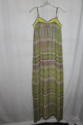 Anthropologie Kas New York  Maxi Dress Leather Trim Size XS NWT