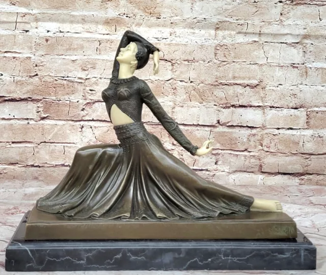 Bronce Moderno Arte Vintage Deco Escultura Mujer Bailarina Metal Estatua De