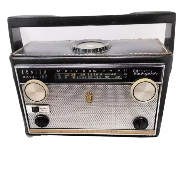Rare Vintage Zenith Royal 790YK Super Navigator Black Leather Transistor Radio Rare Vintage Zenith Royal 790YK Super Navigator Black Leather Transistor Radio