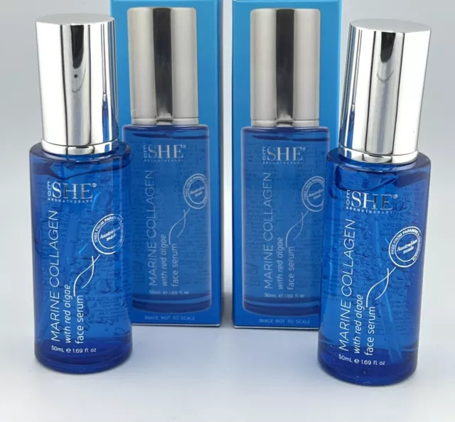 Lot Of 2 SHE Marine Collagen With Red Algae Face Serum Smooths Firms Hydrates