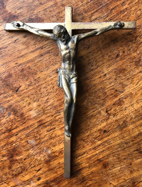 Crucifix Mural Catholique Jésus-Christ 22x11 Cm - Croix Religieuse En Alliage De Zinc Plaqué Bronze - Décoration Foi Chrétienne