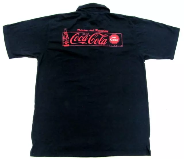 Coca Cola Coke Navy & Red Polo Button Up Collar Shirt Mens Size Small S