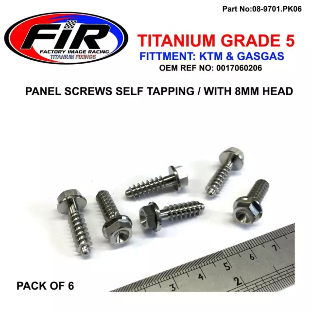 Pack 6 TITANIUM Dual Drive Screws For Plastics M8x20mm KTM EXC models 2004-2022