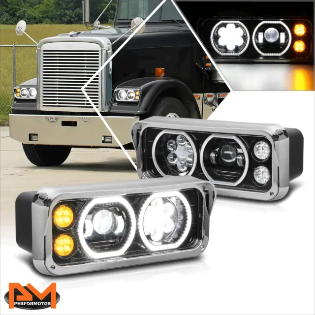 For 81-19 Kenworth W900/Western Star 4800 Full LED Dual Halo Projector Headlight