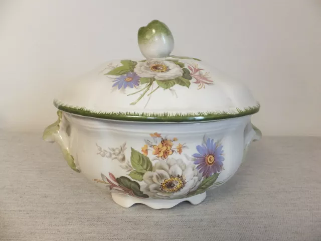 Xx° Tres Beau Legumier Couvert En Faience De Luneville K.g.