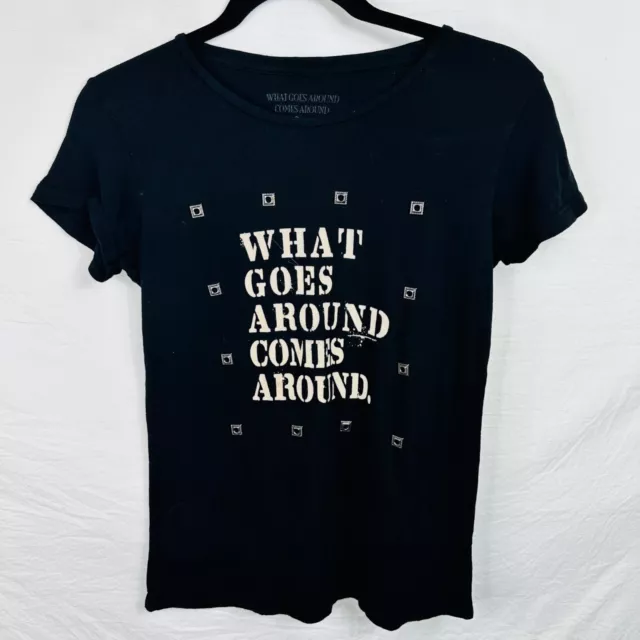 What Goes Around Comes Around Shirt Women Medium Black Anthropologie Graphic