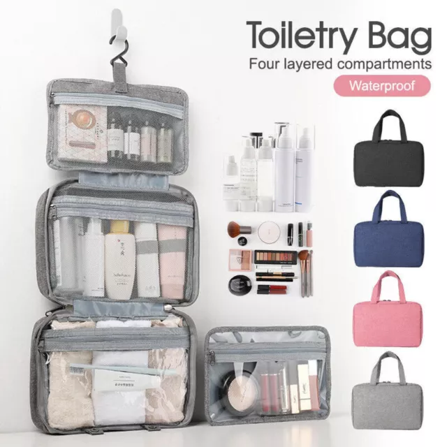 Large Hanging Hook Toiletry Bag Waterproof Travel Makeup Cosmetic Organizer Case