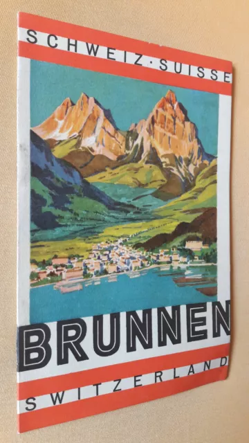 altes Reise Prospekt Brunnen, Vierwaldstättersee, Schweiz, um 1930