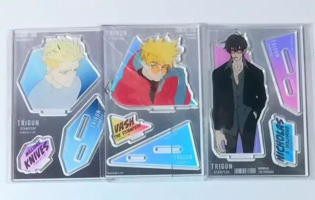 Trigun Acrylic Stand Vash Nicholas Knives lot of 3 Bulk Sale Limited Rare