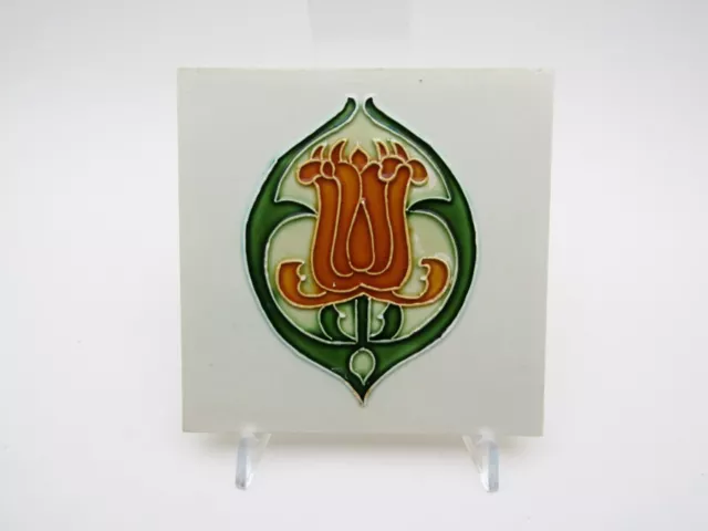 ANTIQUE ART NOUVEAU TILE by Minton Hollins & Co. England Vintage Majolica #1