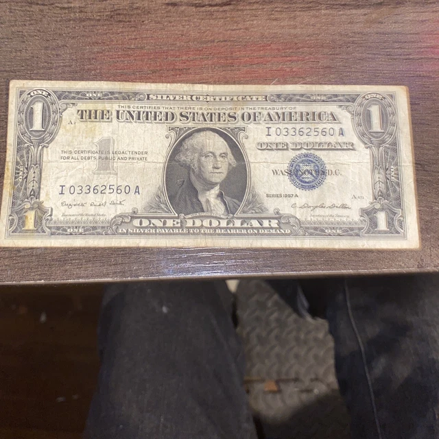 1957 A $1 One Dollar Bill Blue Seal USA Silver Certificate banknote series B