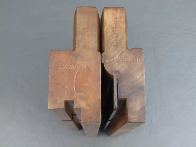 Pair wooden moulding match planes 5/8" tongue & groove old tools by King & Peach