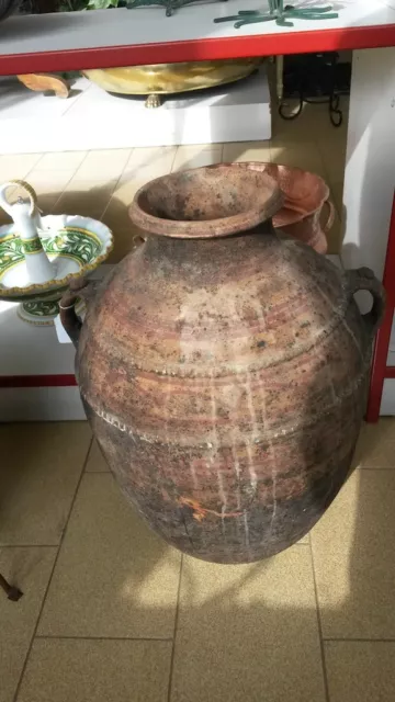 Antigua Original Ánfora Jarra Aceite Vino de Terracota Fino '800